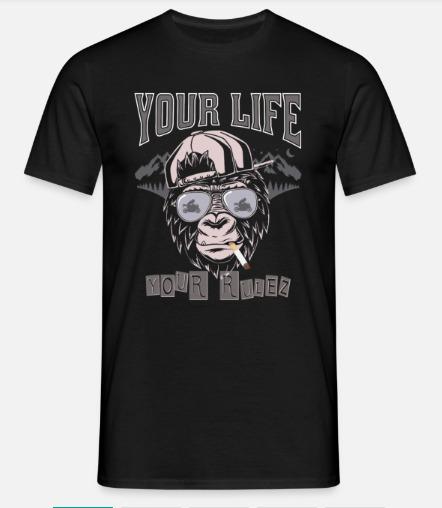 YOUR LIFE YOUR RULEZ Unique T-Shirt mit Gorilla-Grafik