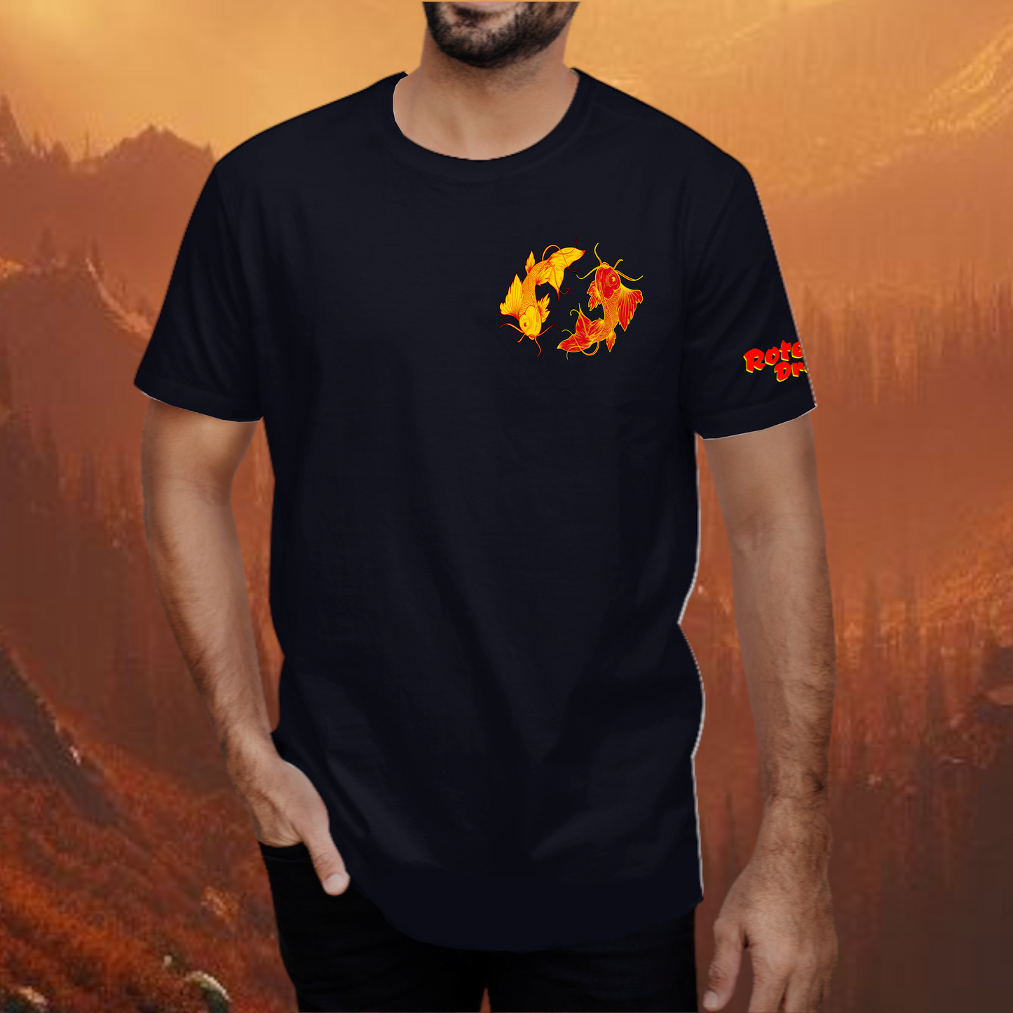 Koi-Fisch YINKOI YANGKOI Black T-Shirt