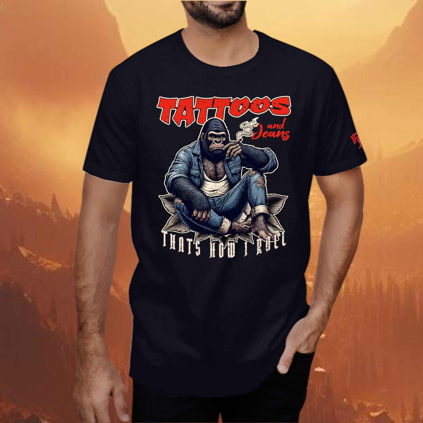 Thats how I Roll Tattooed Gorilla Black T-Shirt