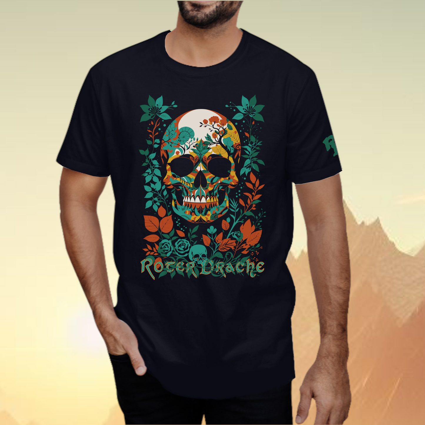 Cheeky Skull & Green Leaves floral skull T-Shirt