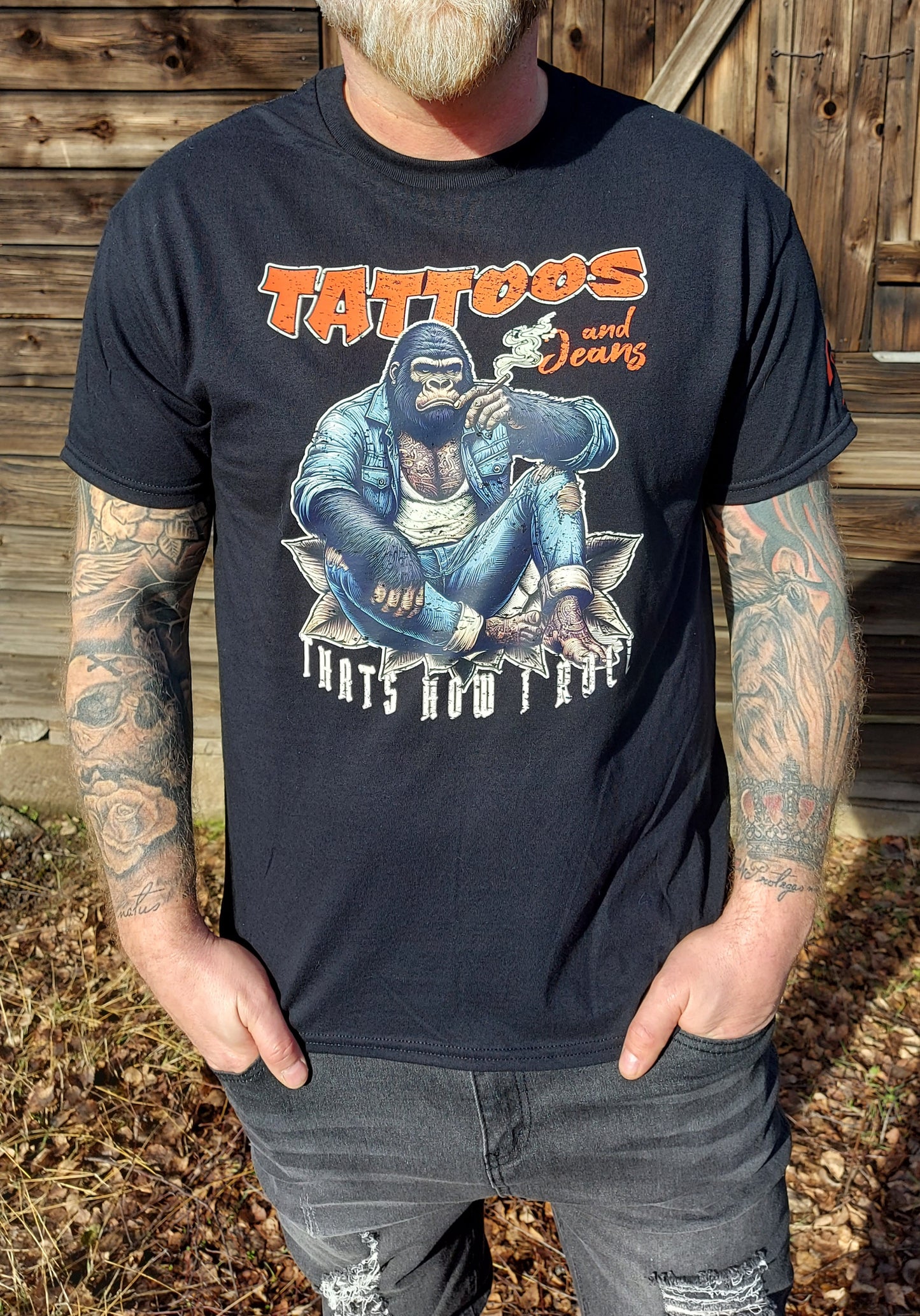 Thats how I Roll Tattooed Gorilla Black T-Shirt
