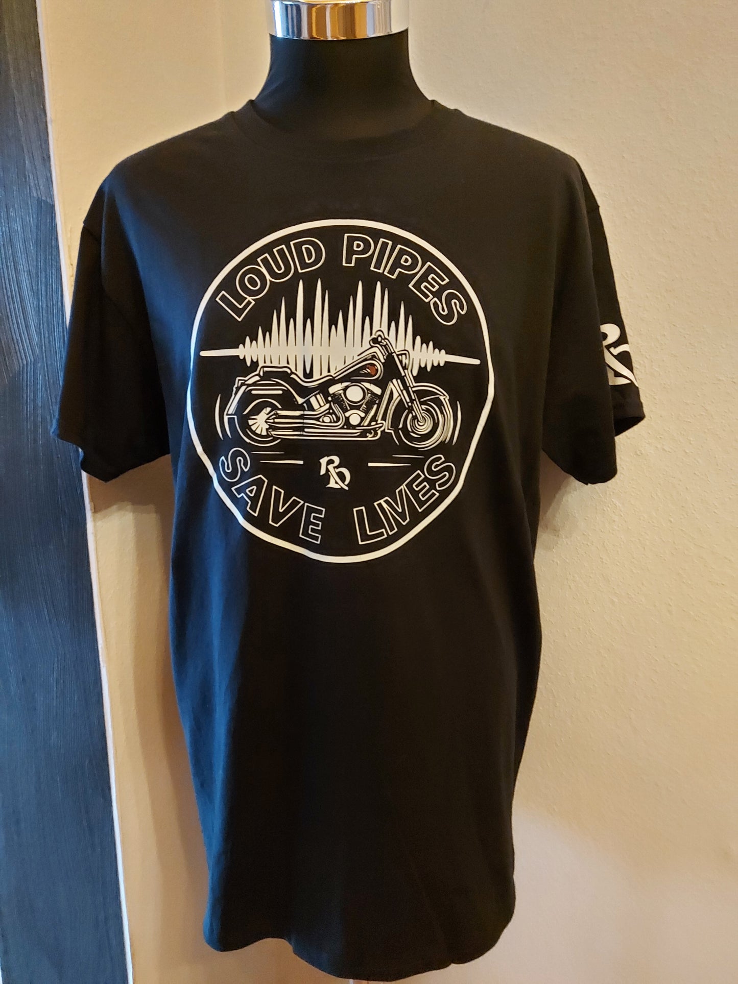 Loud Pipes Save Lives Black Biker T-Shirt - Front