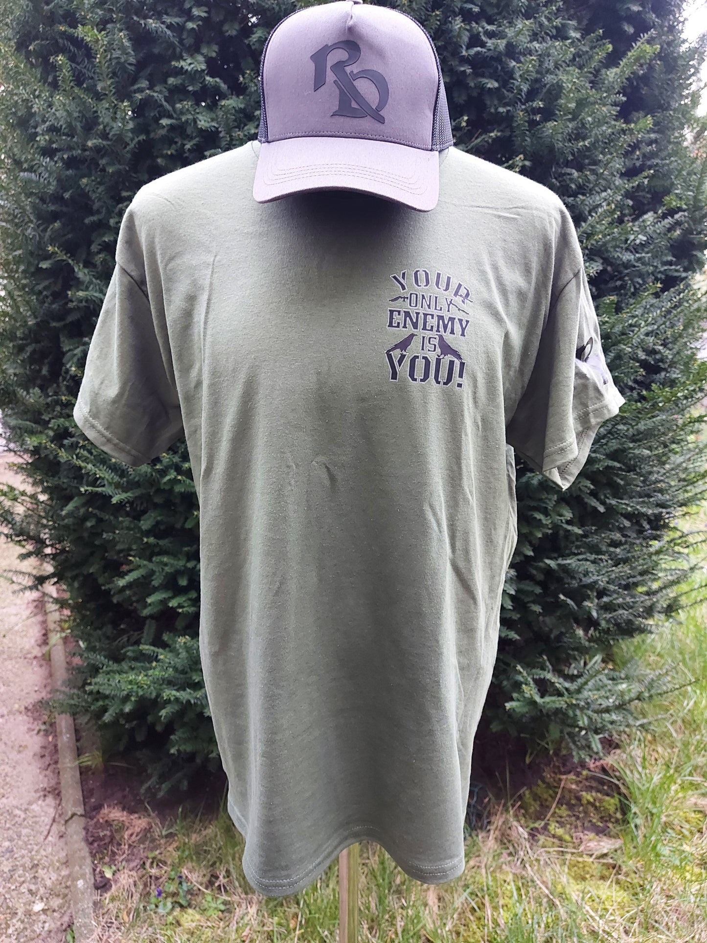 Your Only Enemy Is You Military Green T-Shirt