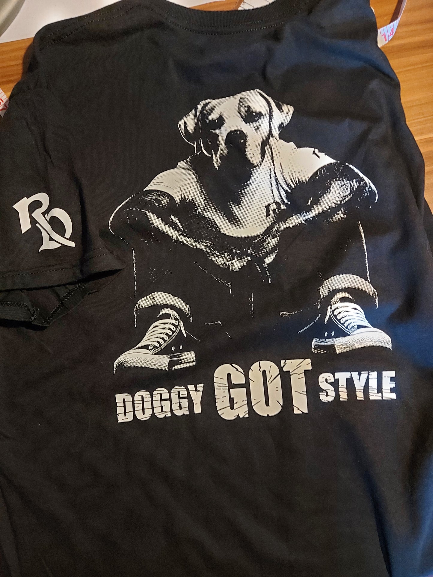Doggy got Style Tattooed Dog Half Tone black T-Shirt