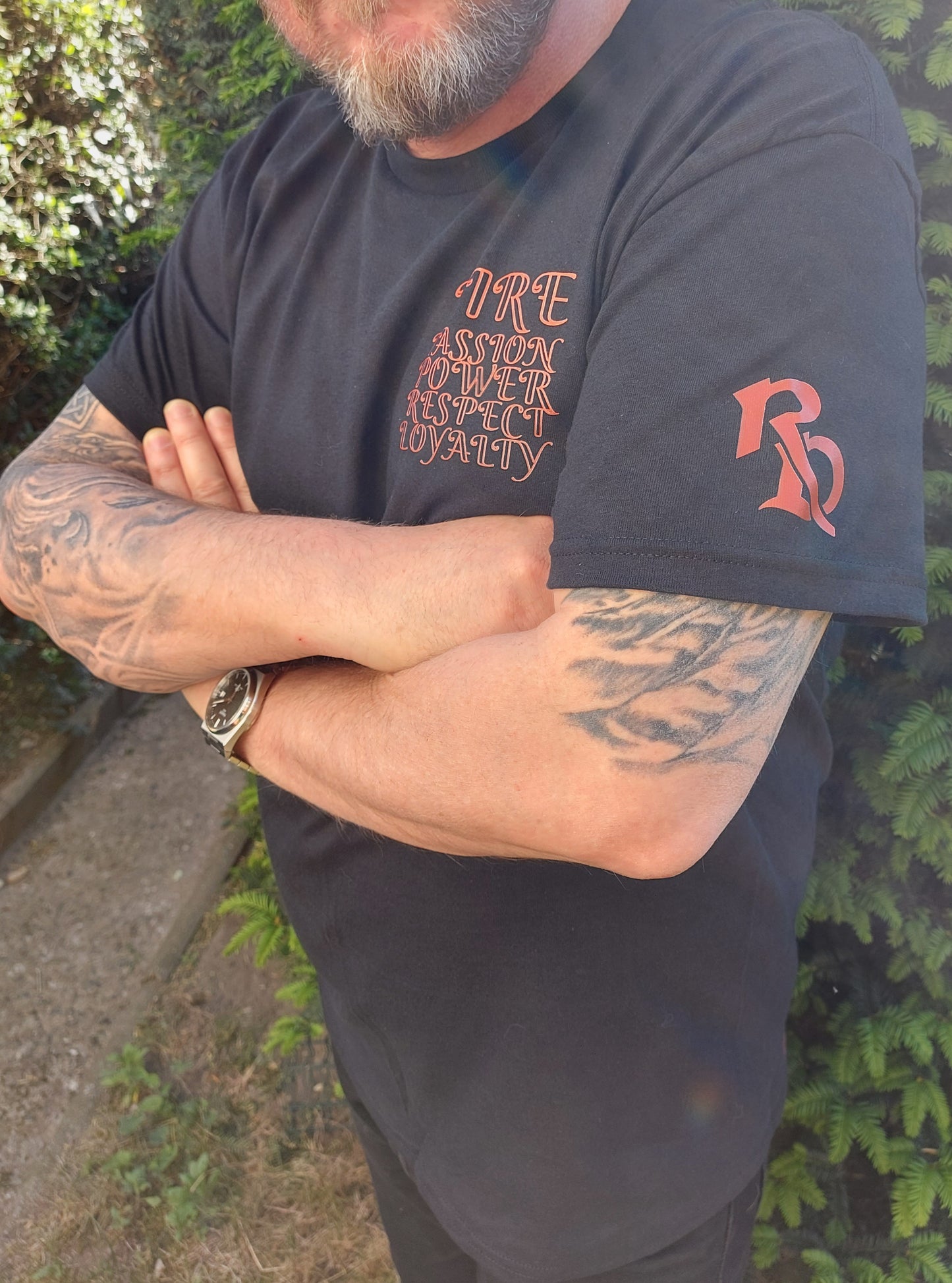 Fire Passion Power Respect Loyalty Red Dragon Black T-Shirt