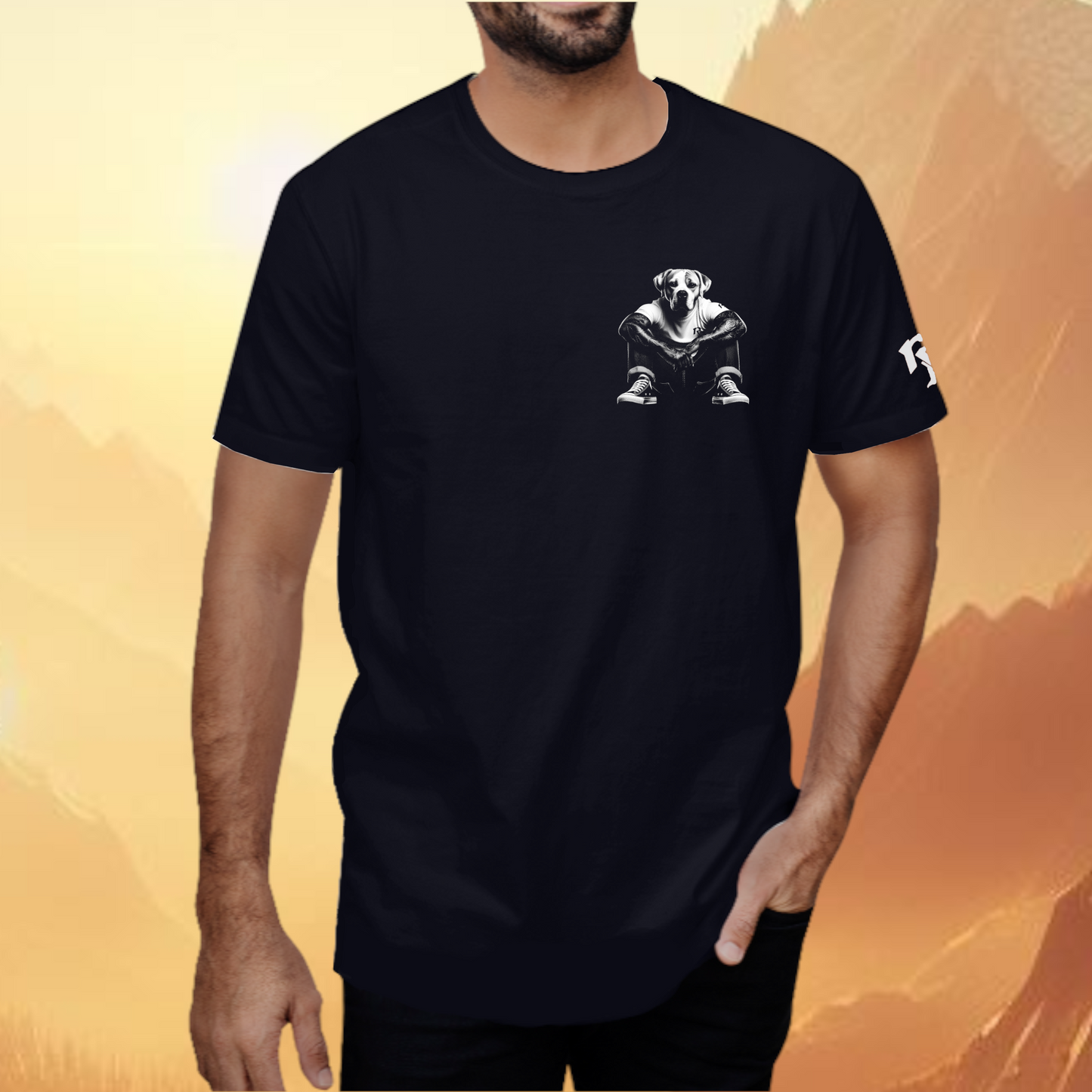 Doggy got Style Tattooed Dog Half Tone black T-Shirt