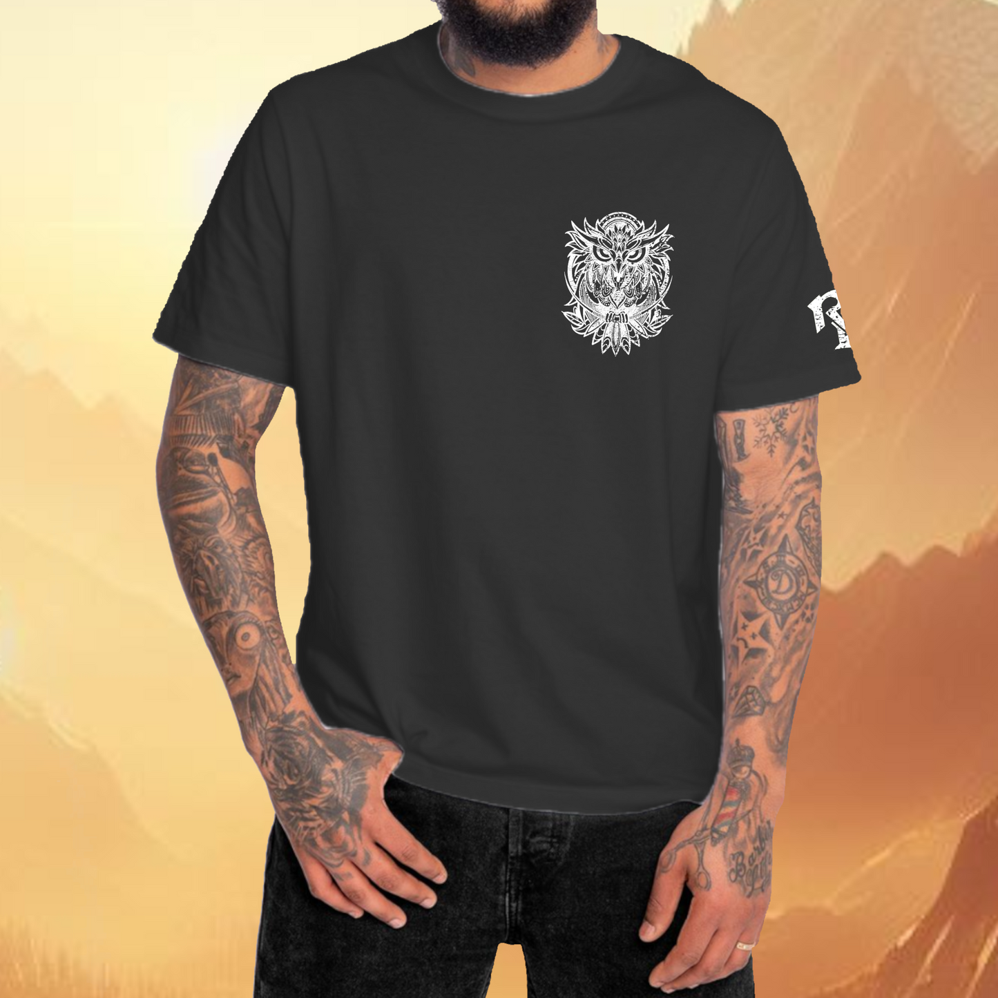 Nightshift Tribal owl Black T-Shirt