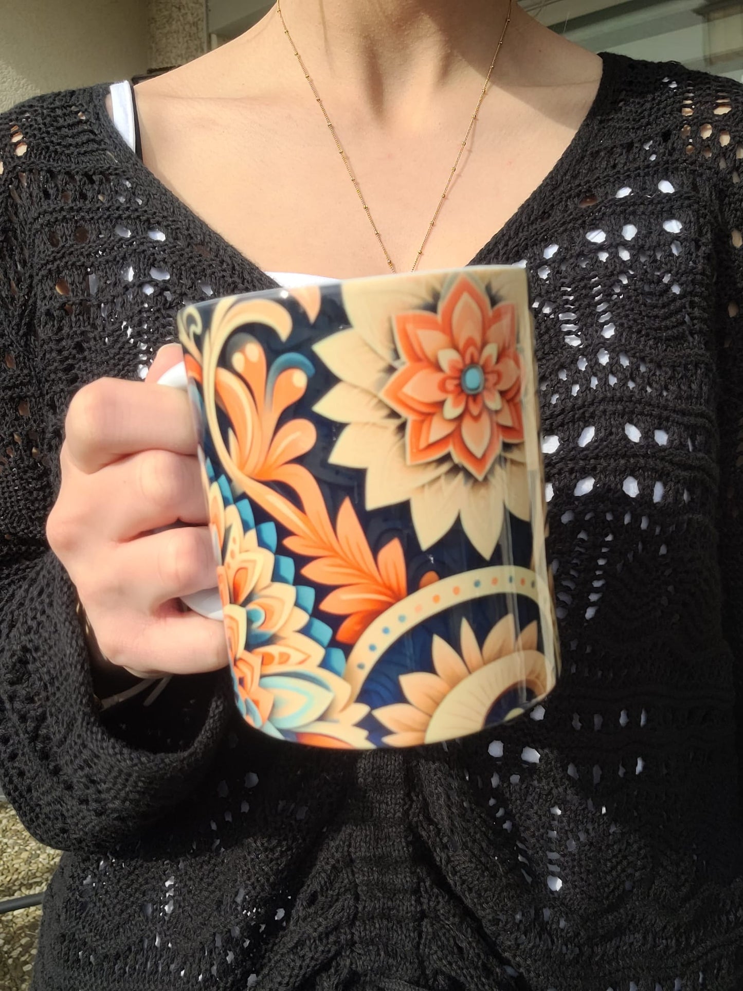 Kaffeetasse mit abstraktem Papierkunst Floralpattern Tasse - MUG.