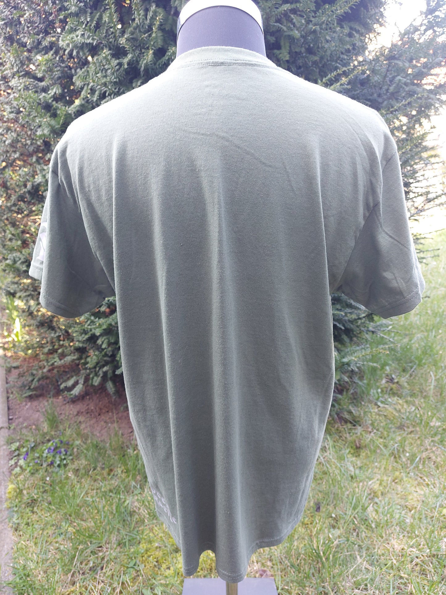 Loud Pipes Save Lives Military Green Biker T-Shirt - Front