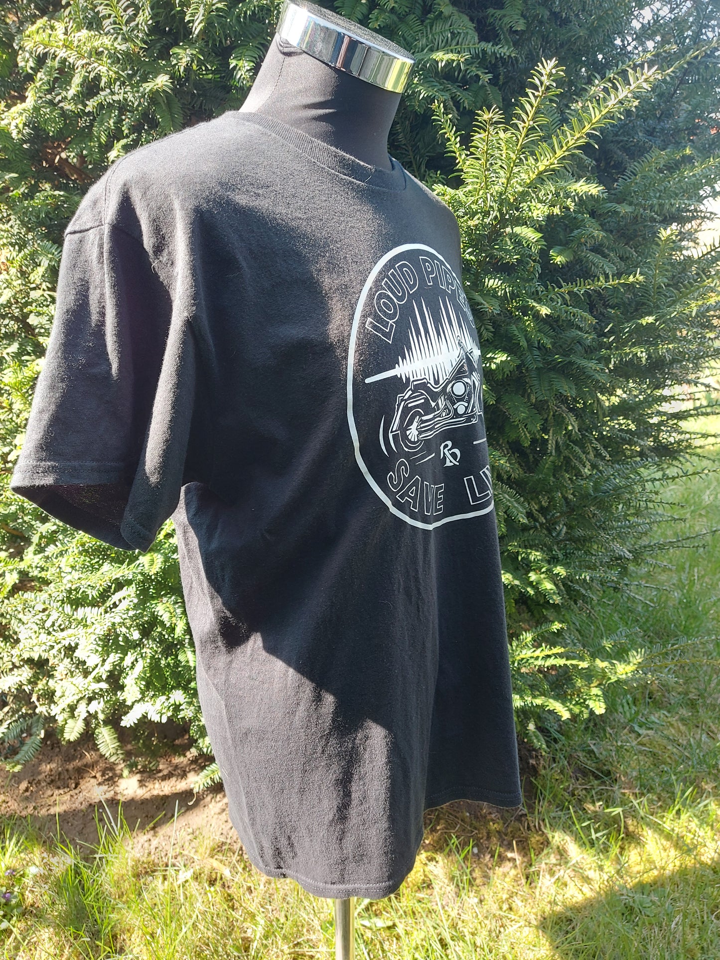 Loud Pipes Save Lives Black Biker T-Shirt - Front