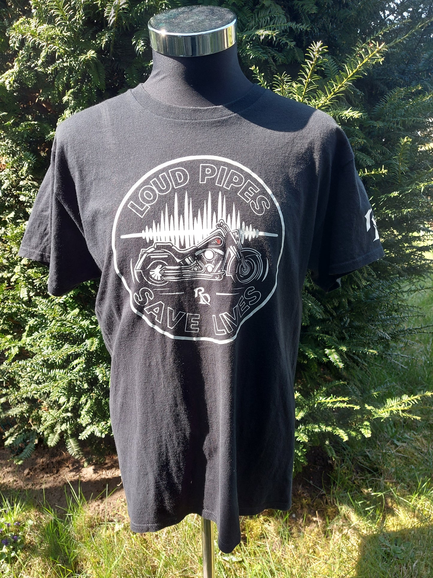 Loud Pipes Save Lives Black Biker T-Shirt - Front